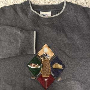 Vintage 90’s Grandpa Golf Dark Gray Sweatshirt Links Clubs Tee Hat XL